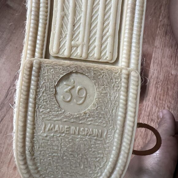 Diegos Ivory flat Carmen Espadrille Sz 8.5 US/39 EU Hand made Spain Leather Tie - Picture 7 of 10